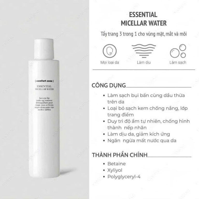 Nước tẩy trang Essential Micellar Water 200ml dịu nhẹ Comfort Zone cho mọi loại da