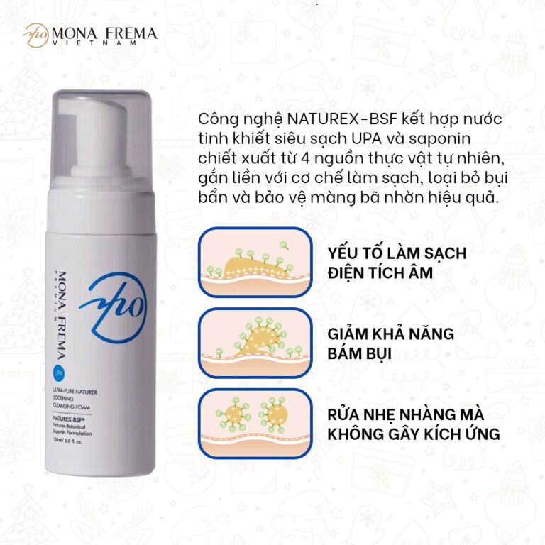 Sữa rửa mặt Mona Frema Naturex Oil-Control Cleansing Foam vs Soothing Cleansing Foam 150ml