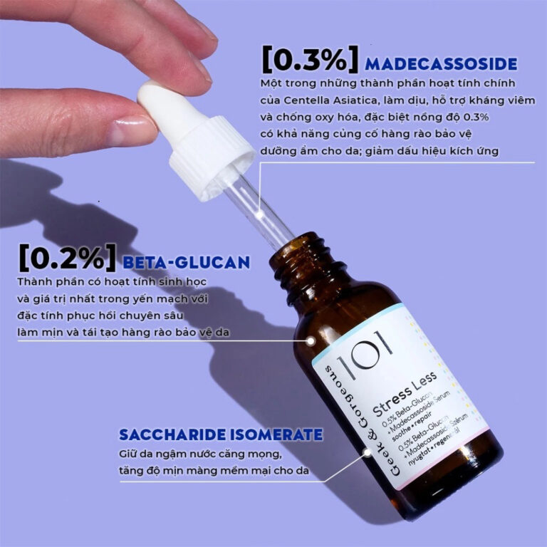 Tinh Chất Làm Dịu, Phục Hồi Da Toàn Diện Geek & Gorgeous Stress Less Chiết Xuất Yến Mạch Rau Má 30ml