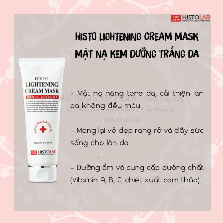 Mặt nạ kem ủ trắng Histolab Histo Lightening Cream Mask Basic Science 250g dưỡng trắng, giảm thâm nám