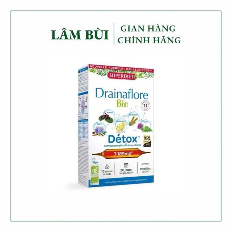 Thải Độc Detox 5in1 Da Gan Thận Ruột Phổi SUPERDIET 20 Ống