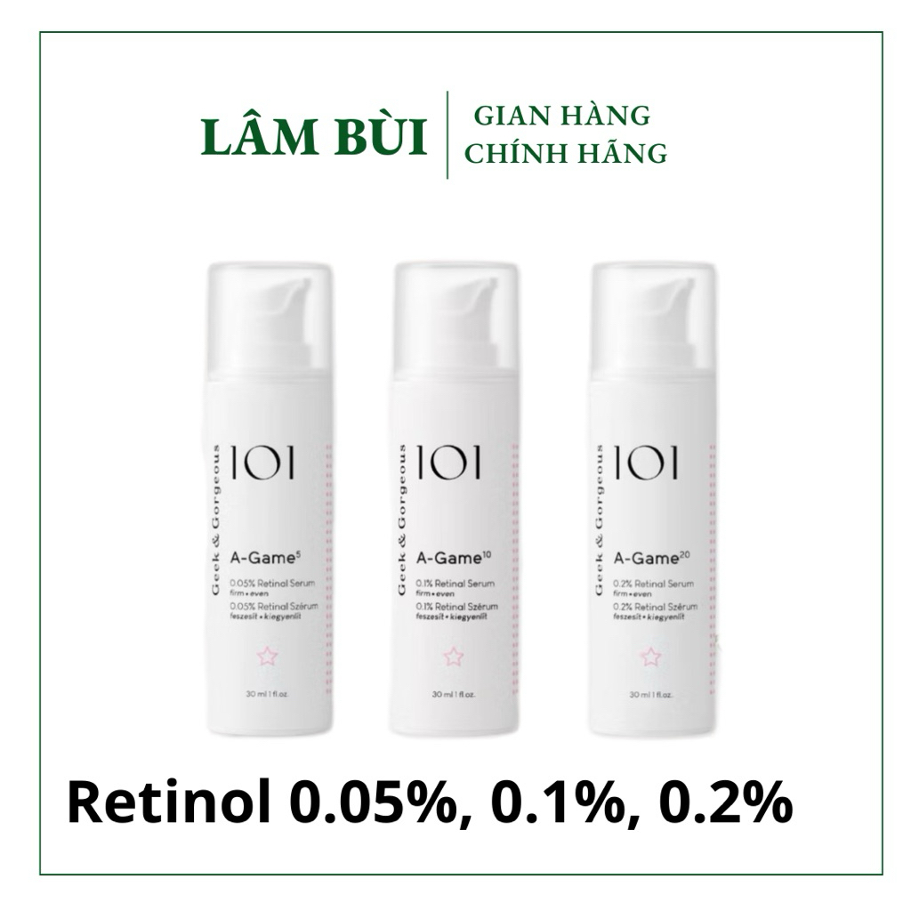 Bộ 3 Tinh Chất Retinal Geek & Gorgeous A-Game hỗ trợ cải thiện lão hóa, tăng đàn hồi da 30ml