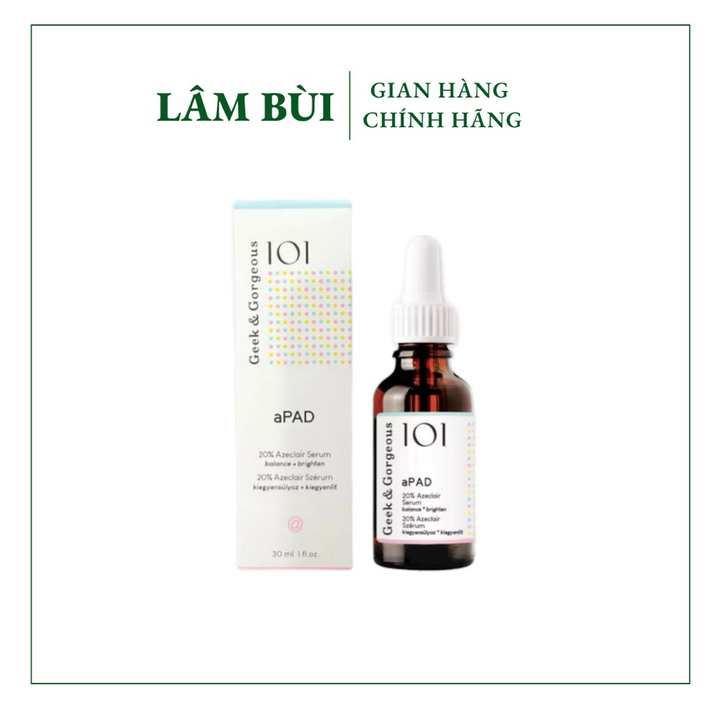 Tinh Chất Mờ Thâm, Dưỡng Sáng, Kiểm Soát Dầu. Geek & Gorgeous aPAD 20% dẫn xuất Azelaic Acid 30ml