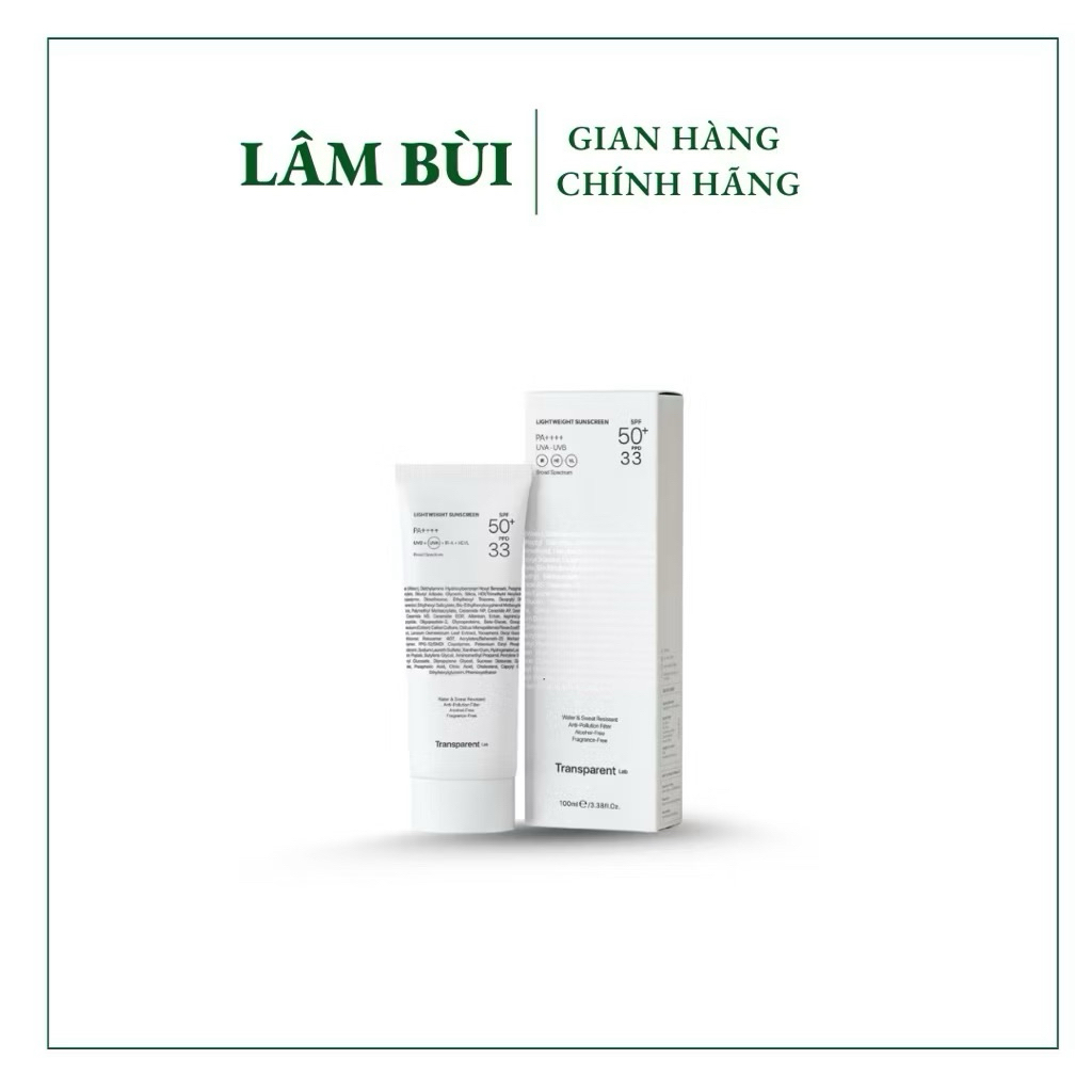 Kem Chống Nắng Transparent Lab Lightweight Sunscreen SPF 50+ 100ml